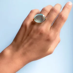 Bague Cabochon Aigue-Marine Opaque