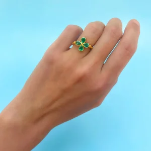 Bague Trèfle Swivel Emeraude