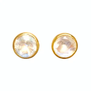 Boucles d'oreilles Bindi Pierre de Lune Irisée
