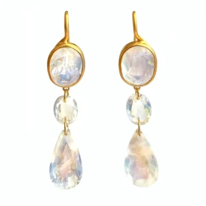 Boucles d'oreilles Elizabeth T. Pierre de Lune Irisée