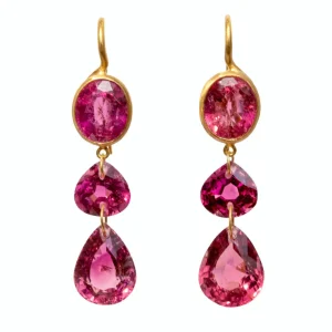 Boucles d'oreilles Elizabeth T. Tourmaline rose