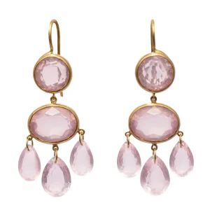 Boucles d'oreilles Gabrielle d'Estrées Quartz Rose