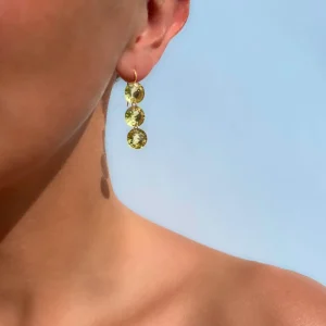 Boucles d'oreilles Rivières Quartz Citron