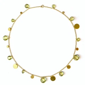 Collier Dangling Sequins Quartz Citron
