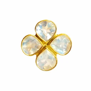 Pendentif Trèfle Pierre de Lune irisée