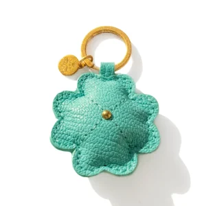 Porte-clefs Trèfle Aigue-marine